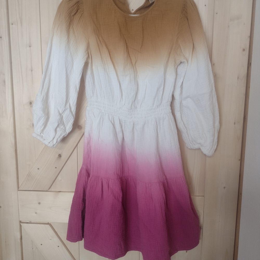 Universal Thread Girls Ombre Brown Pink Tiered Cotton Dress